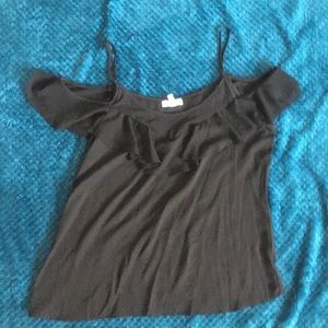 Black sheer off shoulder top sexy cute